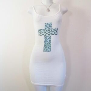 leopard cross graphic mini dress ribbed indie sleaze y2k bodycon